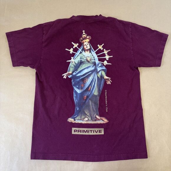 primitive t shirt medium Skateboarding Tee Virgin Mary Gothic - Picture 5 of 5